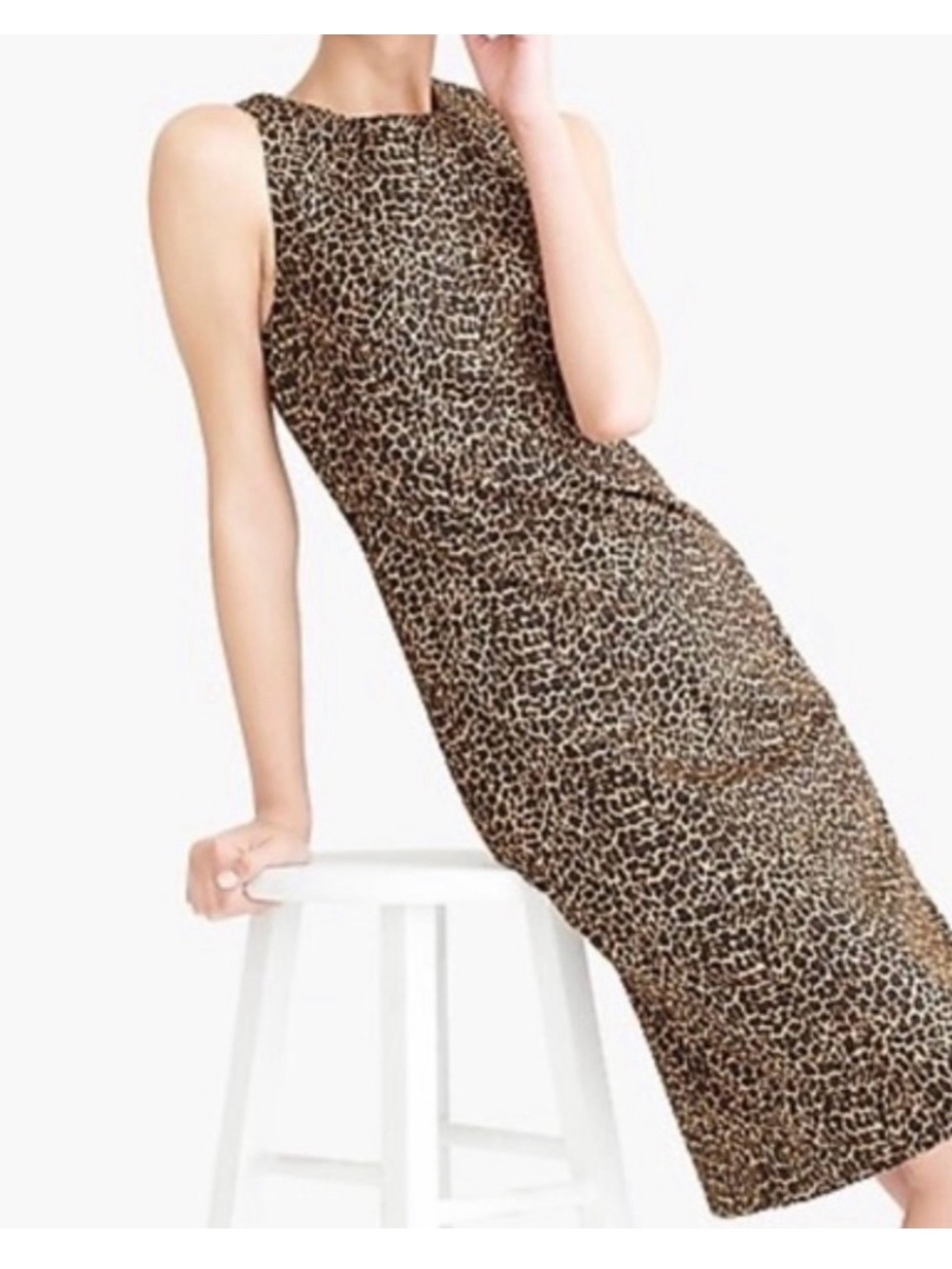 EUC J. Crew Leopard Print Midi Sheath Dress in Tan and Black